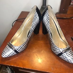 Black and white heels